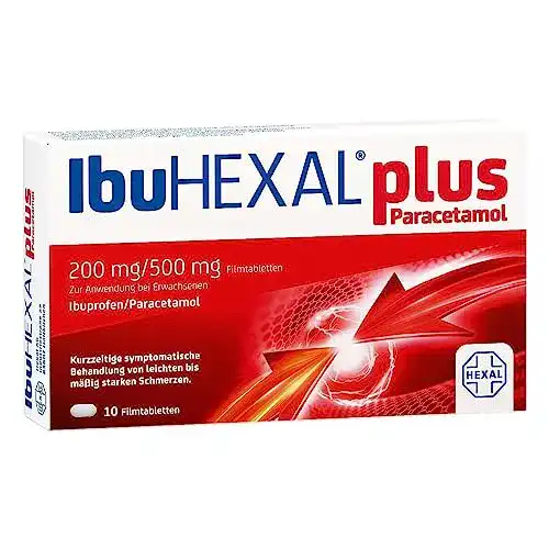 Paracetamol Ibuhexal plus 200 mg/500 mg Filmtabletten 10 Stück