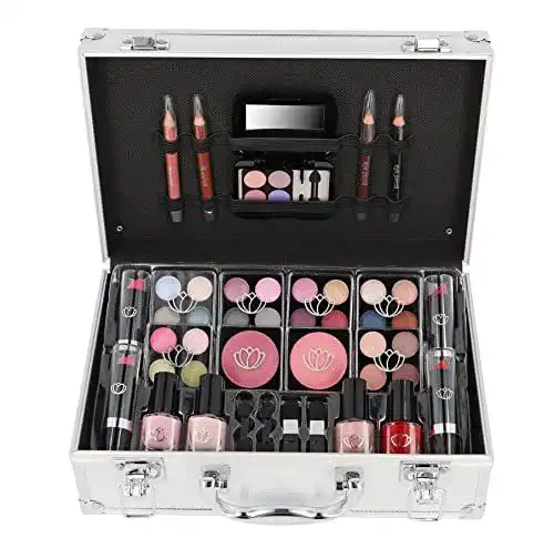 Kosmetikkoffer Briconti Darling in Silber mit 43 Make-up-Produkten