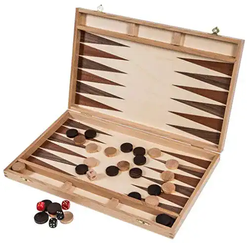 Backgammon Holz SQUARE GAME 40 cm Kompaktes Reise-Backgammon