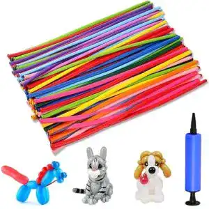 Modellierballons Lukiup mit Pumpe – 100 Stück bunte Ballons