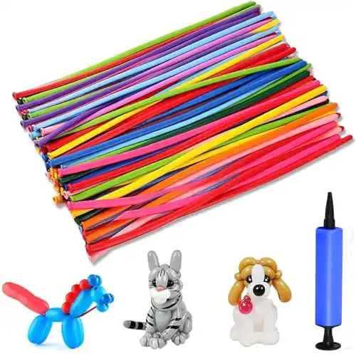 Modellierballons Lukiup mit Pumpe – 100 Stück bunte Ballons