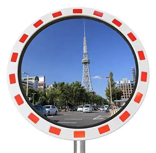 Wetterfester Verkehrsspiegel O&W Security rund 60 cm mit Reflektoren