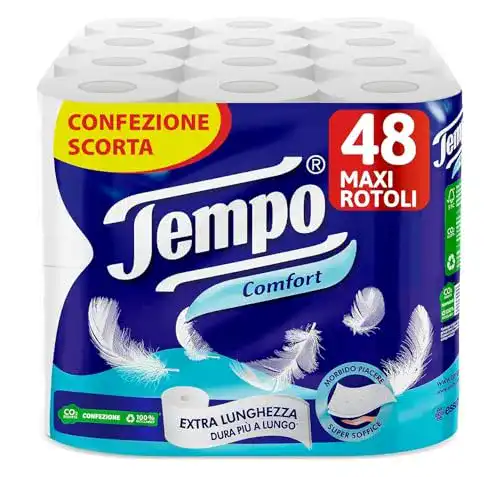 Tempo Toilettenpapier Komfort, weich und strapazierfähig – 48 Maxi-Rollen