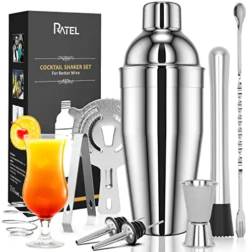 Cocktail Shaker Set RATEL 9-teiliges Edelstahl Set für Cocktails