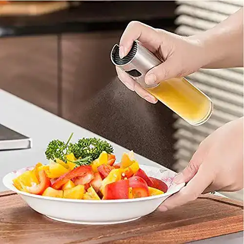 Öl-Sprühflasche Set aus Glas mit Edelstahl-Sprühkopf, 2 Stück