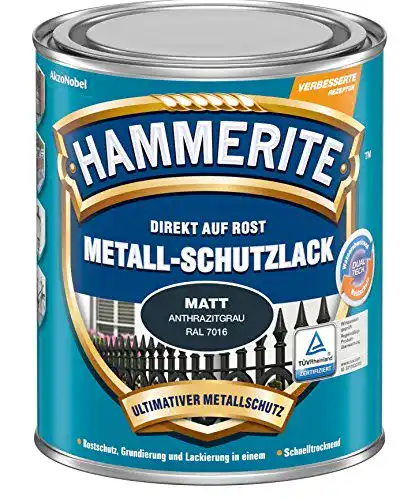 Rostschutzfarbe Hammerite Metallschutzlack Matt Anthrazitgrau 250ml