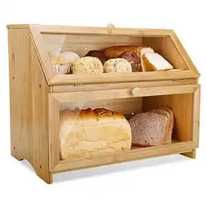 Brotkasten aus Holz von Leader Accessories mit 2 Etagen aus Bambus