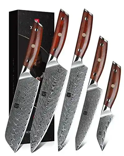 Xinzuo Küchenmesser Set 5er aus Damaszener Stahl
