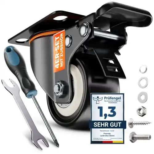 Schwerlastrollen Pearway Premium bis 320 kg mit Bremse