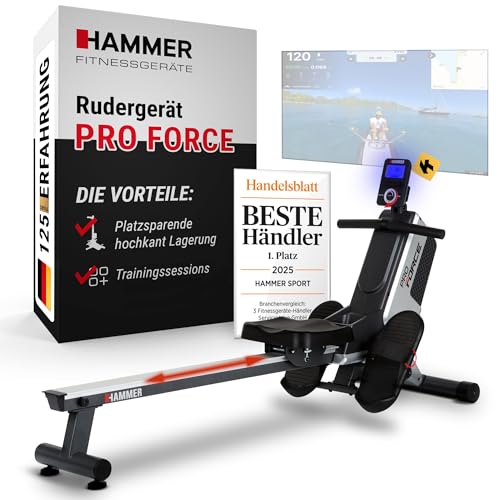 Hammer Rudergerät Pro Force – platzsparendes Ausdauergerät mit 20 Programmen