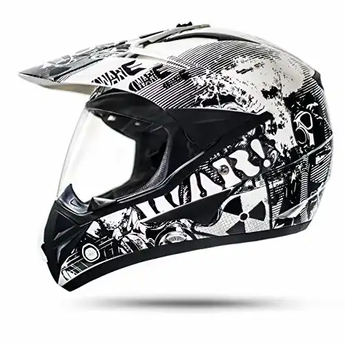 Motorradhelm ATO Moto GS War Weiß Crosshelm mit Visier