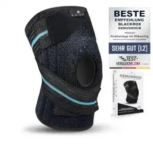 Kniebandage Blackrox Genushock mit Silikonring für Sport und Fitness