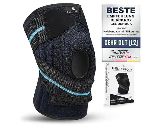 Kniebandage Blackrox Genushock mit Silikonring für Sport und Fitness