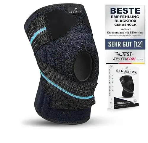 Kniebandage BLACKROX Genushock mit Silikonring für Sport und Fitness