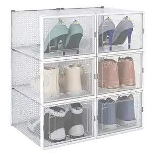 Schuhbox Linovum 6er Set stapelbar transparent für Übergrößen