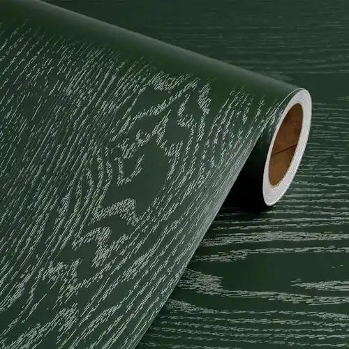 Küchenfolie Livelynine Selbstklebende Möbelfolie Holzoptik Grün 40cm x 2m