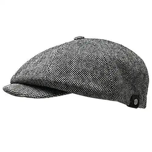Schirmmütze WEROR Herren Schiebermütze Flatcap grau-schwarz 60-61