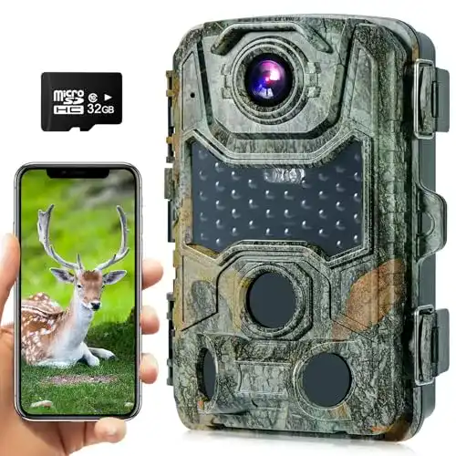 Crenova 4K Wildkamera mit 32MP und 32GB microSD-Karte