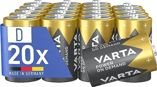 Varta D-Batterien Mono, 20 Stück, Alkaline für hohe Energieanforderungen