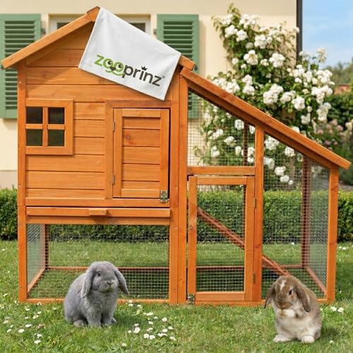 Kaninchenstall Zooprinz aus massivem Holz im Landhausstil