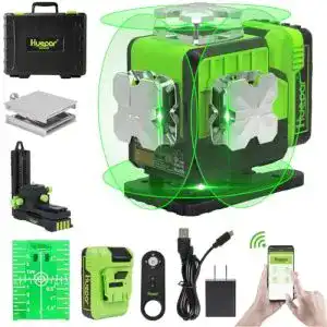 Huepar 4×360° Kreuzlinienlaser mit Selbstnivellierung und Bluetooth