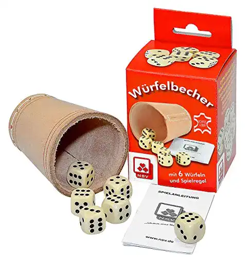 Würfelbecher NSV 8004 mit 6 Würfeln und Spielanleitung