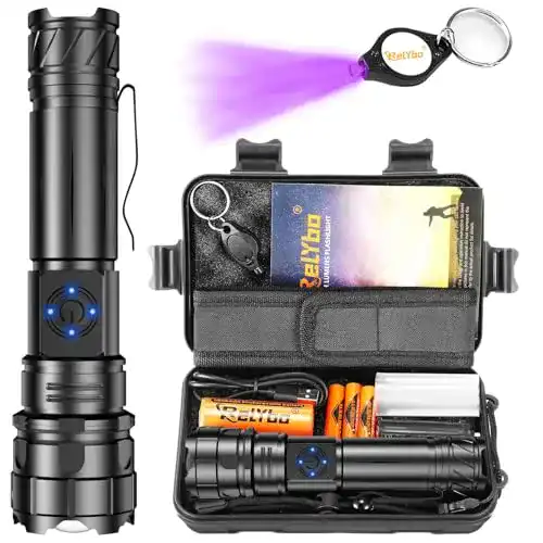Taktische LED Taschenlampe Relybo X21 Aufladbar mit 100000 Lumen