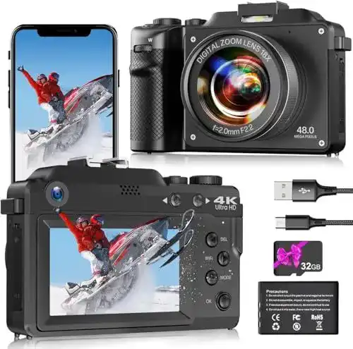 Vlog Kamera Heegomn Digitale Kamera 4K 48MP