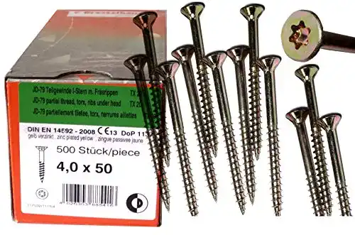 Spanplattenschrauben Dresselhaus Torx 4,0 x 50 mm, JD79, I-Stern, 500 Stück