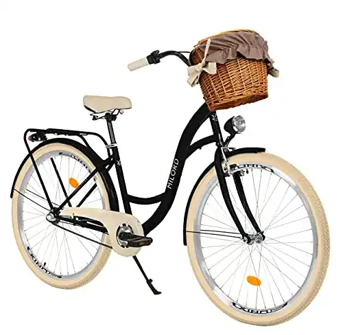 Citybike Milord Komfort Fahrrad mit Weidenkorb für Damen