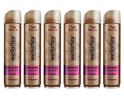 Wella Flex Haarspray ohne Duftstoffe für starken Halt, 6er Pack