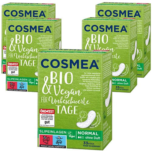 Slipeinlagen aus Bio-Baumwolle von COSMEA, normal ohne Duft, 165 Stück