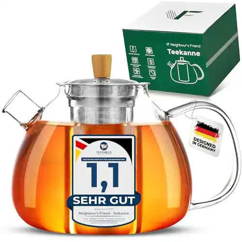 Teekanne Neighbour’s Friend 1,5 l aus Glas für losen Tee
