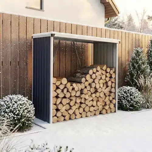 Holzunterstand casa.pro Kalmar aus Stahl für Brennholzlager