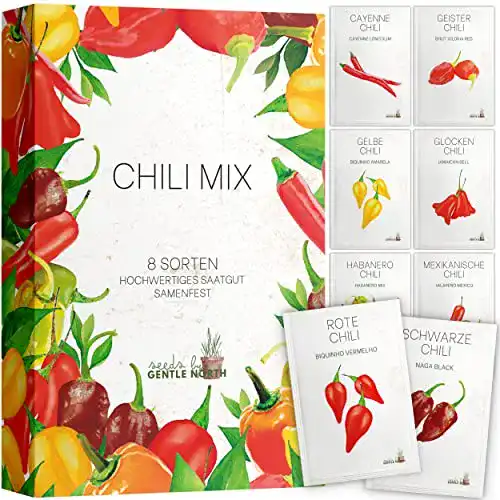 Chili Samen Set Gentle North mit 8 Sorten für Garten und Balkon