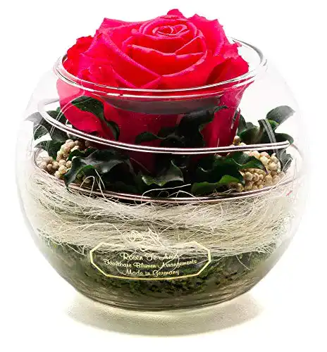 Ewige Rose im Glas mit Rosenduft, handgefertigt