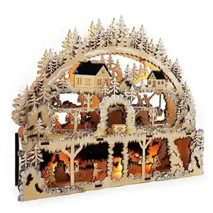 Schwibbogen Wichtelstube-Kollektion XL aus Holz mit LED-Beleuchtung