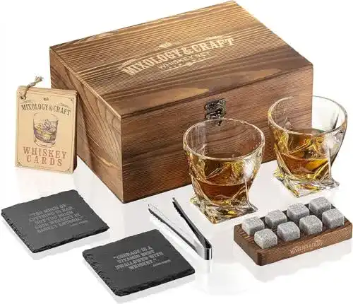 Whisky-Steine Geschenkset mit Gläsern und Zubehör