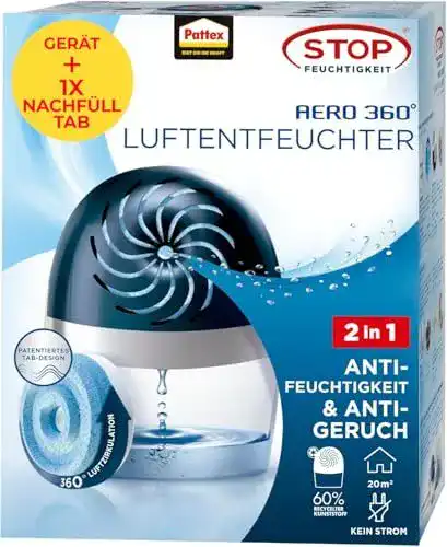 Mini-Luftentfeuchter Pattex AERO 360° zur Vermeidung von Feuchtigkeit