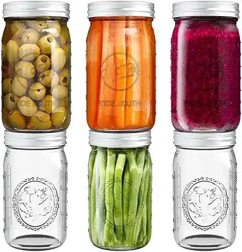 Tebery Fermentiergläser 6 Stück 32oz Einmachgläser mit Deckel