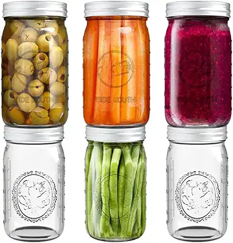 Tebery Fermentiergläser 6 Stück 32oz Einmachgläser mit Deckel