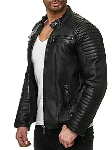Lederjacke für Herren von Redbridge aus Kunstleder in Schwarz