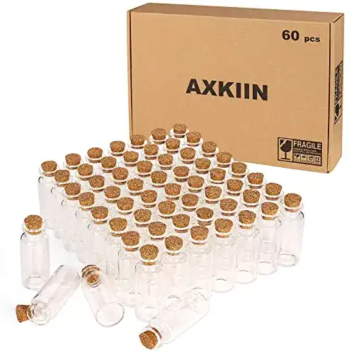 Mini Glasflaschen mit Korken 20ml – 60 Stück Set für Dekoration und DIY