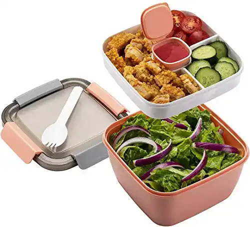 Lunchbox MUJUZE mit Fächern für Salat, Brotdose für Erwachsene und Kinder