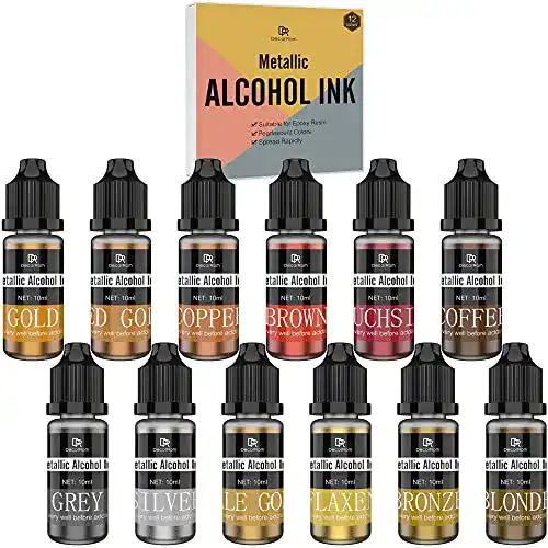 Alkohol Tinte Set mit 12 metallischen Farben für Kunstprojekte