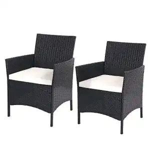 Gartensessel Mendler 2er-Set Poly-Rattan Halden mit Kissen