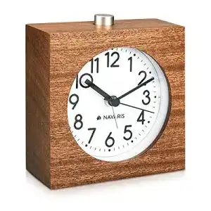 Holz-Wecker Navaris Analog mit Snooze und Retro Design