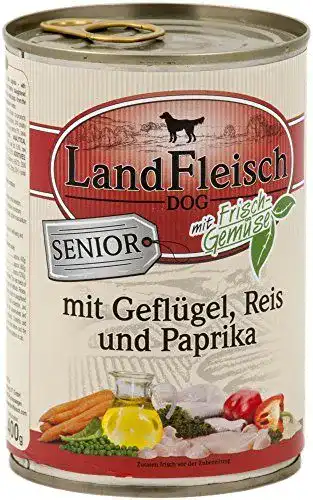 LandFleisch Hundefutter Senior mit Geflügel und Reis für ältere Hunde