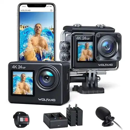 Unterwasserkamera WOLFANG GA200 Action Cam 4K 24MP WiFi 40M