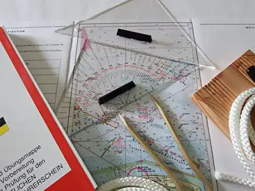Navigationsbesteck Lokai Set mit Übungskarten für Bootsführerschein